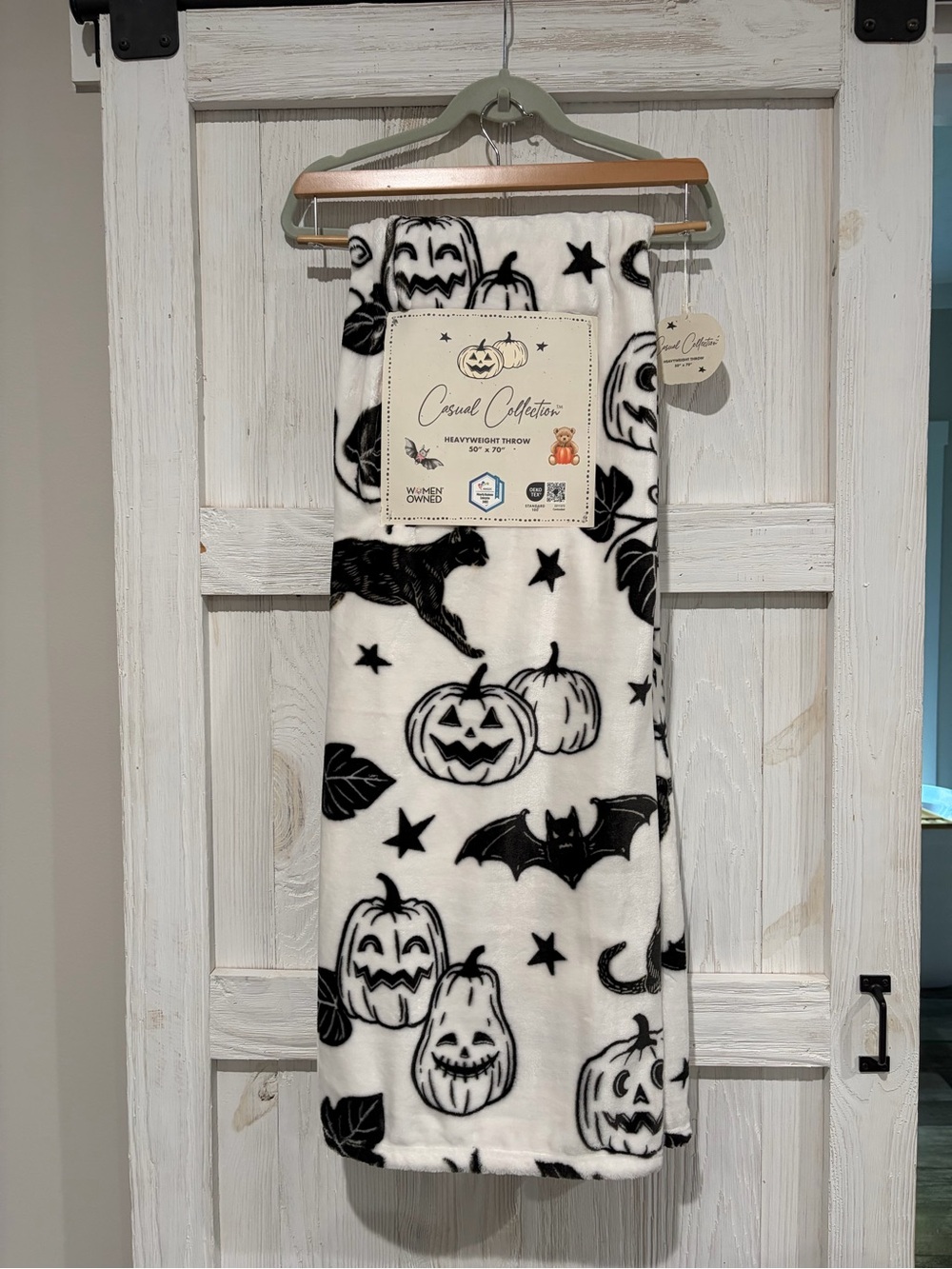 Halloween Plush Costume Throw - White & Black